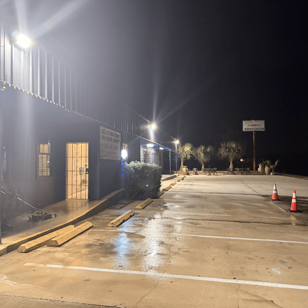 Same commercial parking bay after Torres Pressure Washing